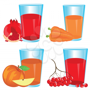 Glasses with drink from fruit and berries on white background