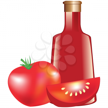 Bottle with tomato paste and ripe tomato