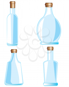 Seklyannye bottles of the varied form on white background