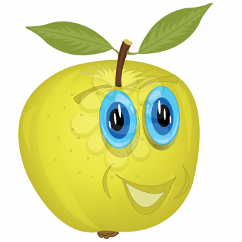 Fairy-tale alive apple with eye on white background is insulated