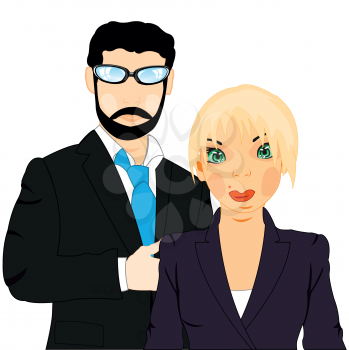 Man and woman in business suit on white background