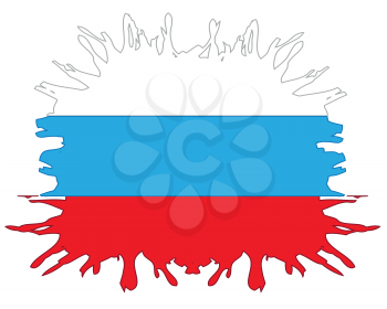Flag to Russia in the manner of inkblots on white background