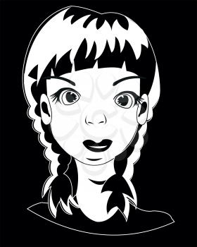 Portrait of the young beautiful girl in black white colour