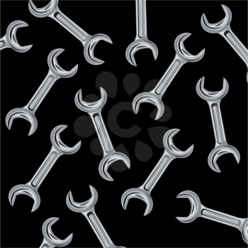 Much metalworking keys on black background is insulated