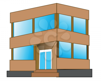 Building with two floors on white background