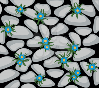Background from stone and and flower between stone