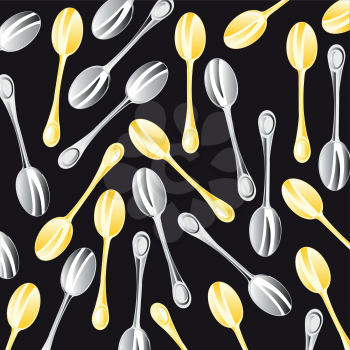 Background from golden and metallic spoon.Vector illustration