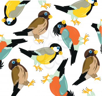Decorative pattern from birds on white background is insulated