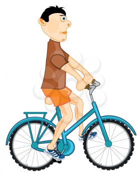 Man rides on transport facility bicycle.Vector illustration