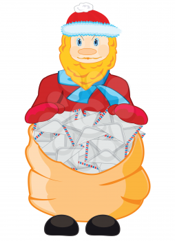 Festive Santa for new year with bag of the letters