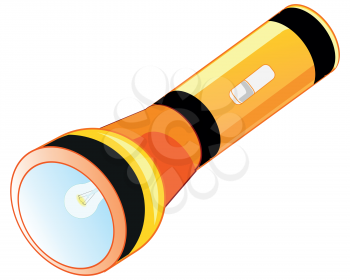 Small pocket flash-light on battery.Vector illustration of the flash-light