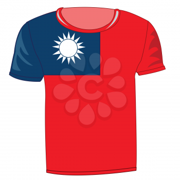T-shirt flag country Taiwan on white background is insulated