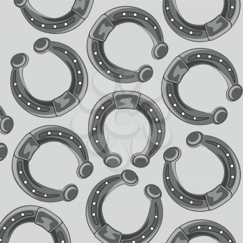 Pattern from ensemble horse horseshoes on gray background