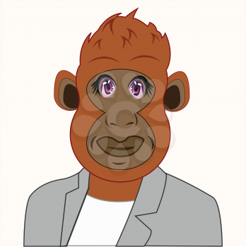 Cartoon of the gorilla in suit on white background is insulated