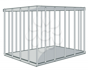 Vector illustration strong and square iron hutch from twig