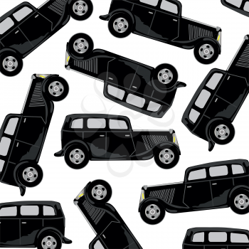 Black car pattern on white background is insulated