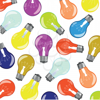 Much varicoloured light bulbs on white background is insulated