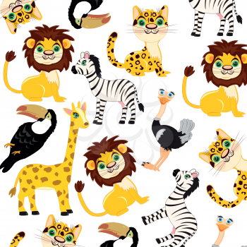 Wild animals of the africa on white background is insulated