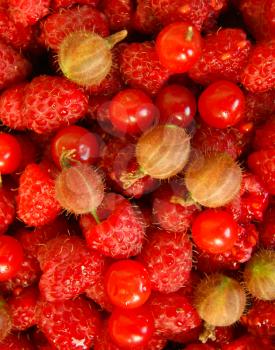 Bright background from ripe garden berries of the red colour