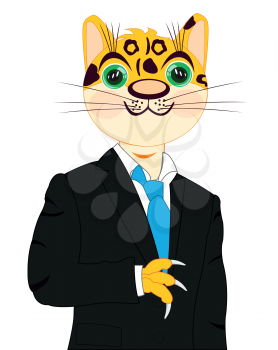 Animal leopard in suit on white background