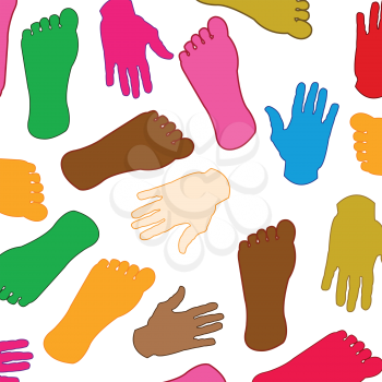 Decorative imprint of the hands and legs of the person colour