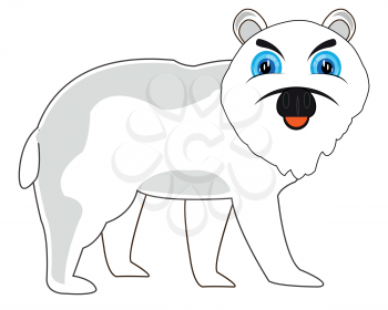 Cartoon polar bear on white background is insulated