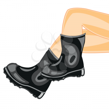 Beautiful legs feminine in rubber boot.Vector illustration