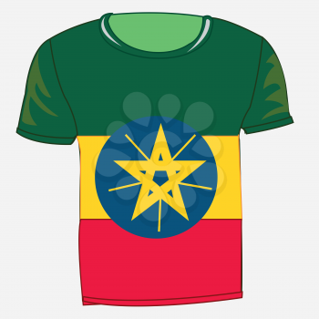 T-shirt with flag Ethiopia on white background is insulated