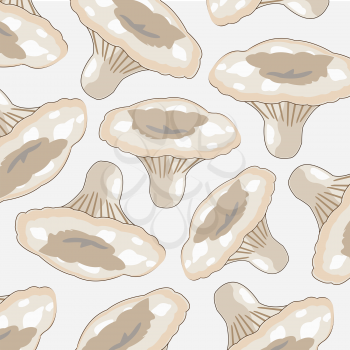 Pattern from edible white mushroom on white background