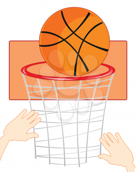 Command play basketball and ball scattered in ring.Vector illustration
