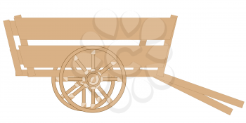 Vector illustration of the cartoon of the old wooden vehicle from boards