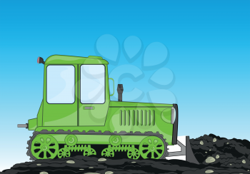 Drawing of the tractor with shovel shovels land