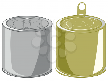 Vector illustration two closed iron canned food