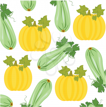 Decorative pattern from vegetables melon and marrow on white background