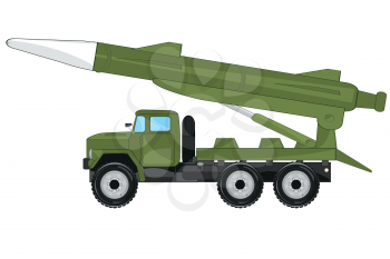 Vector illustration of the cartoon of the military car with missile installation