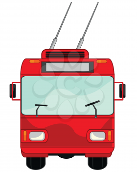 Trolley bus type frontal on white background is insulated