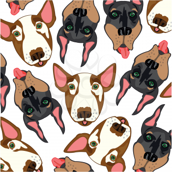 Decorative pattern of the mug of the dogs doberman and bull terrier on white background is insulated