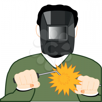 Vector illustration men in mask of the welder for work