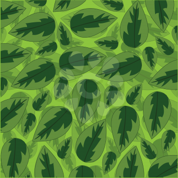 Decorative pattern from green foliage on green background