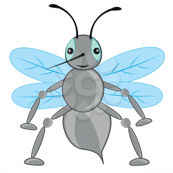 Cartoon insect fly on white background is insulated