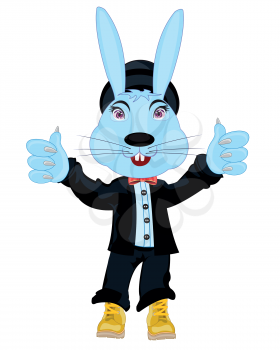 Cartoon animal hare in suit and shoe