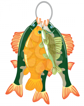 Vector illustration of the catch from caughted river fish