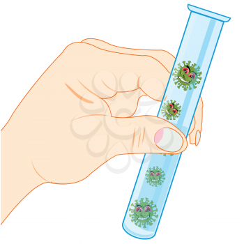 Test tube with bacteria coronavirus in hand of the person