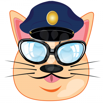 Cartoon of the mug pets cat in headdress and spectacles