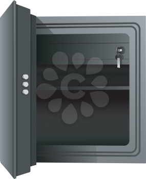 Royalty Free Clipart Image of an Open Safe With the Key in the Lock