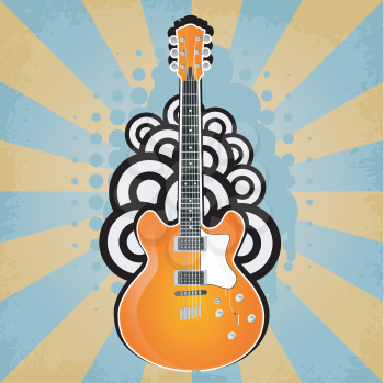 Royalty Free Clipart Image of an Abstract Background with a Guitar