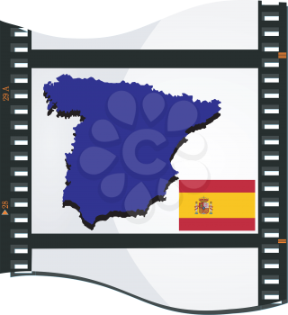Royalty Free Clipart Image of a Photograph Negative With a Silhouette of Spain