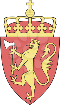 Royalty Free Clipart Image of a Shield of Armour With an Icon of Norway