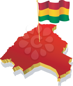 Royalty Free Clipart Image of a Map of Bolivia With the National Flag