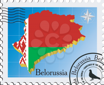 Royalty Free Clipart Image of a Stamp with the Maps of Belorussia